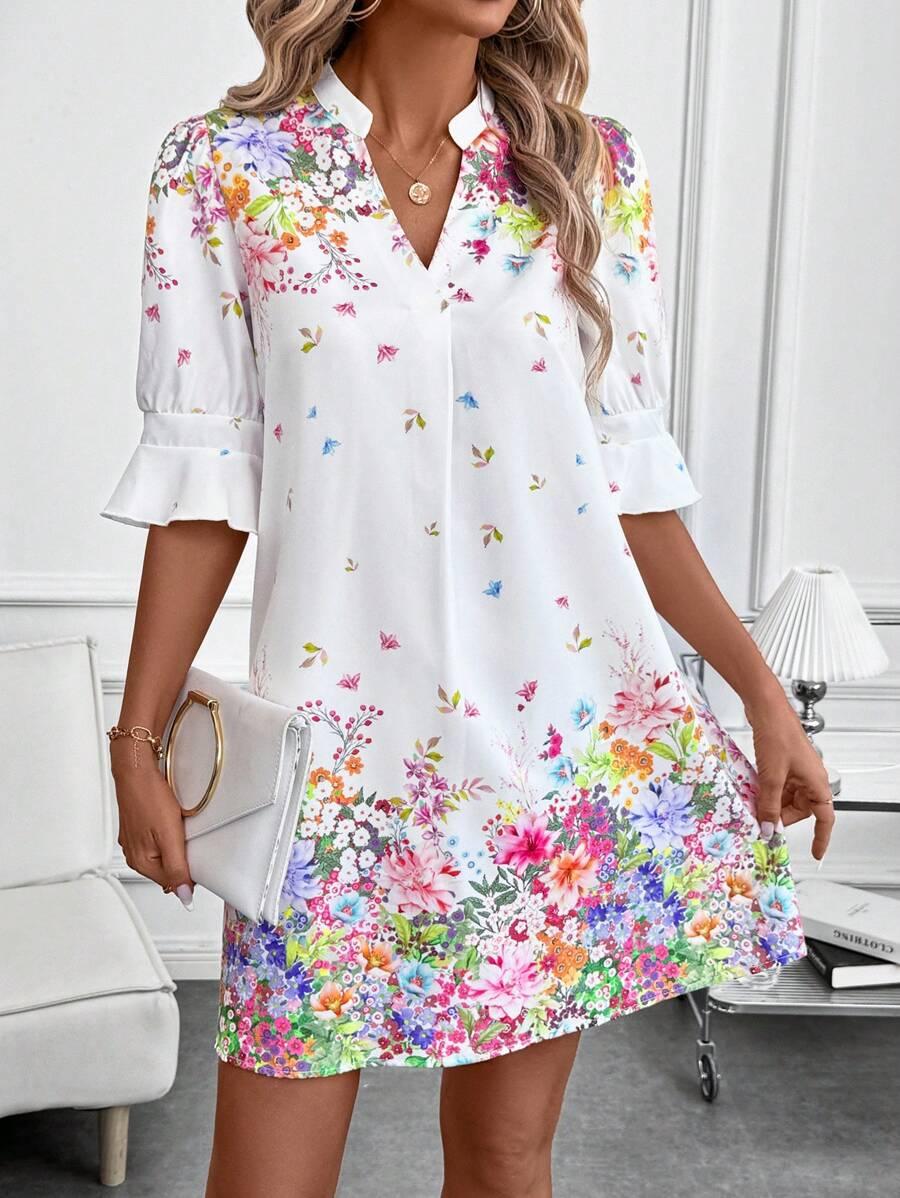 SUKIENKA PRINT V-NECK