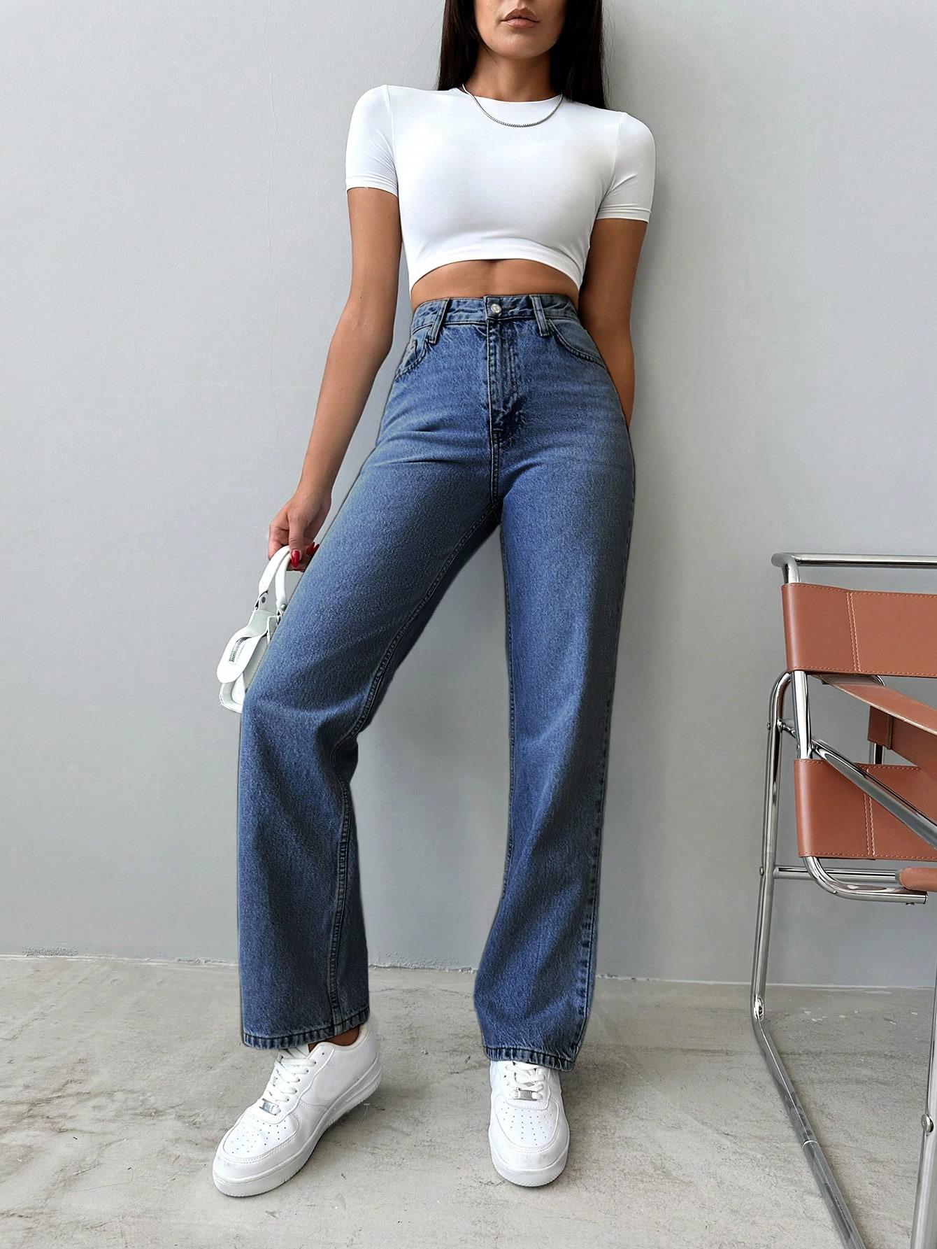 PROSTE SPODNIE JEANS WYSOKI STAN