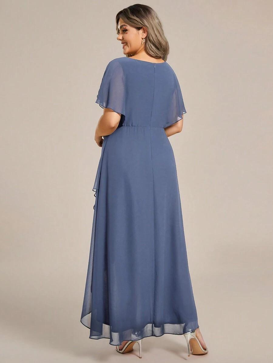 niebieska sukienka v neck