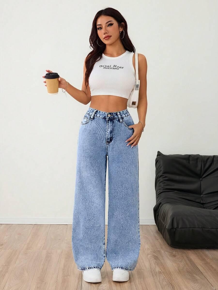 PROSTE SPODNIE JEANS WYSOKI STAN 