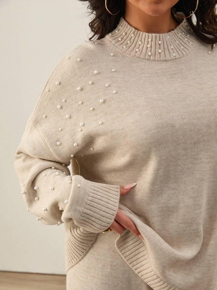 komplet sweter spodnie zdobienie 