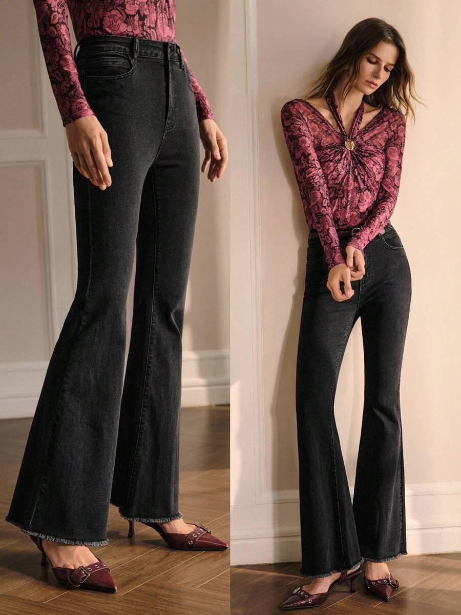 CZARNE SPODNIE JEANS 