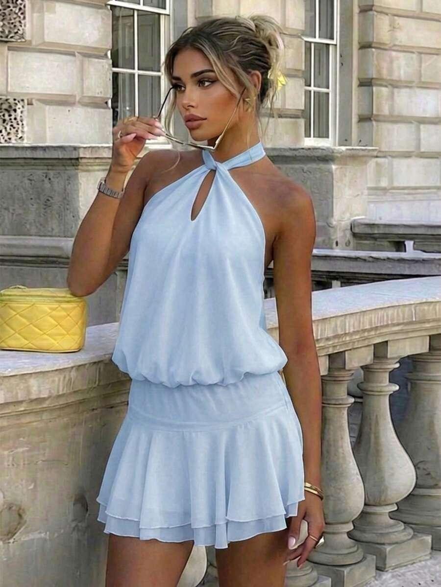 NIEBIESKA MINI SUKIENKA