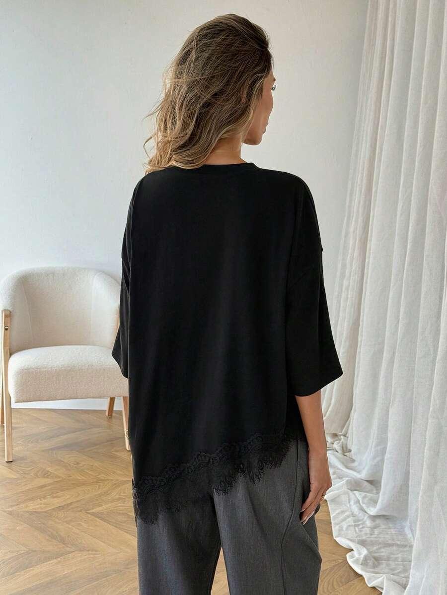 CZARNA BLUZKA KORONKA