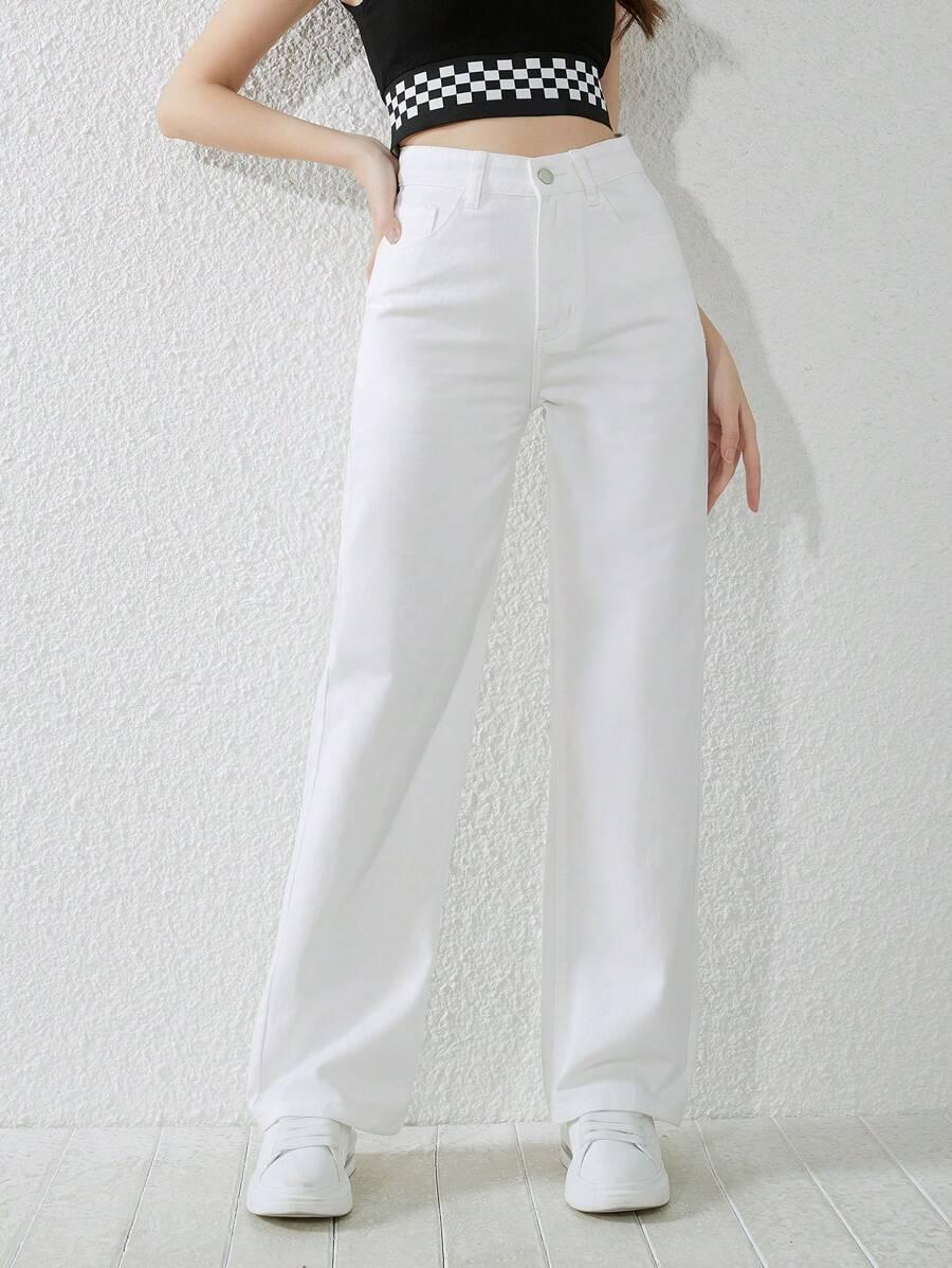 BIAŁE SPODNIE JEANS