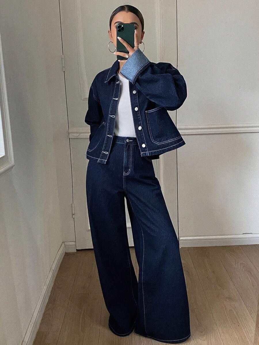 komplet spodnie kurtka jeans