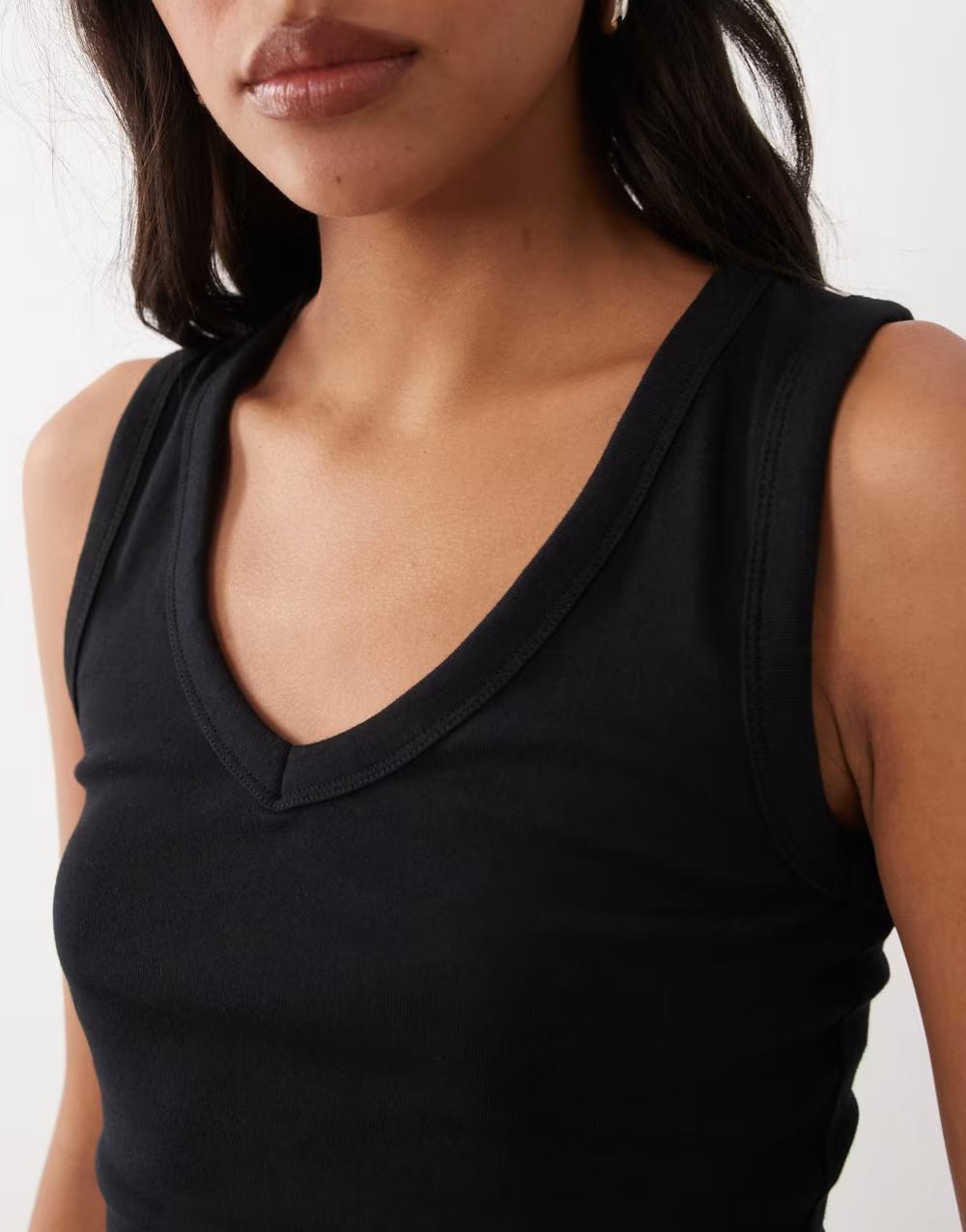 czarny top v-neck casual