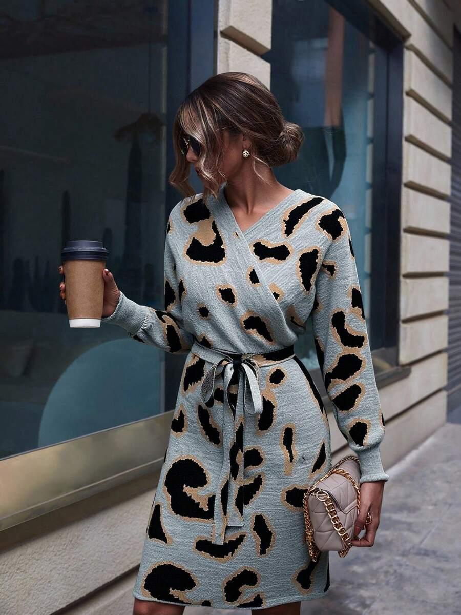DZIANINOWA SUKIENKA ANIMAL PRINT