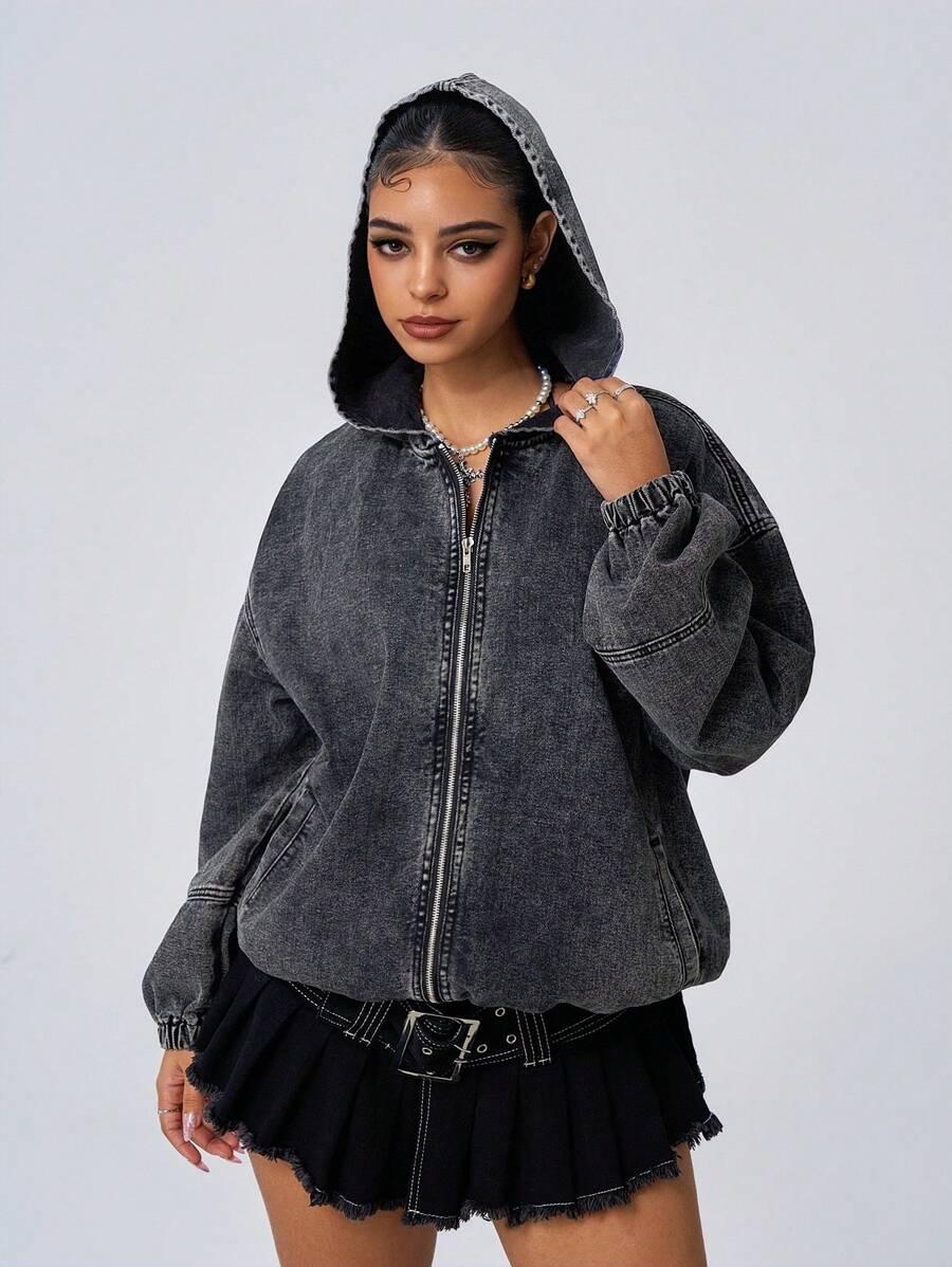KURTKA OVERSIZE Z KAPTUREM JEANS