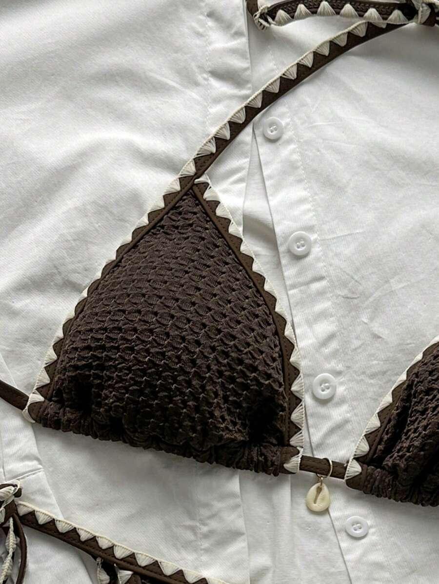 brązowy dół od bikini wiązanie