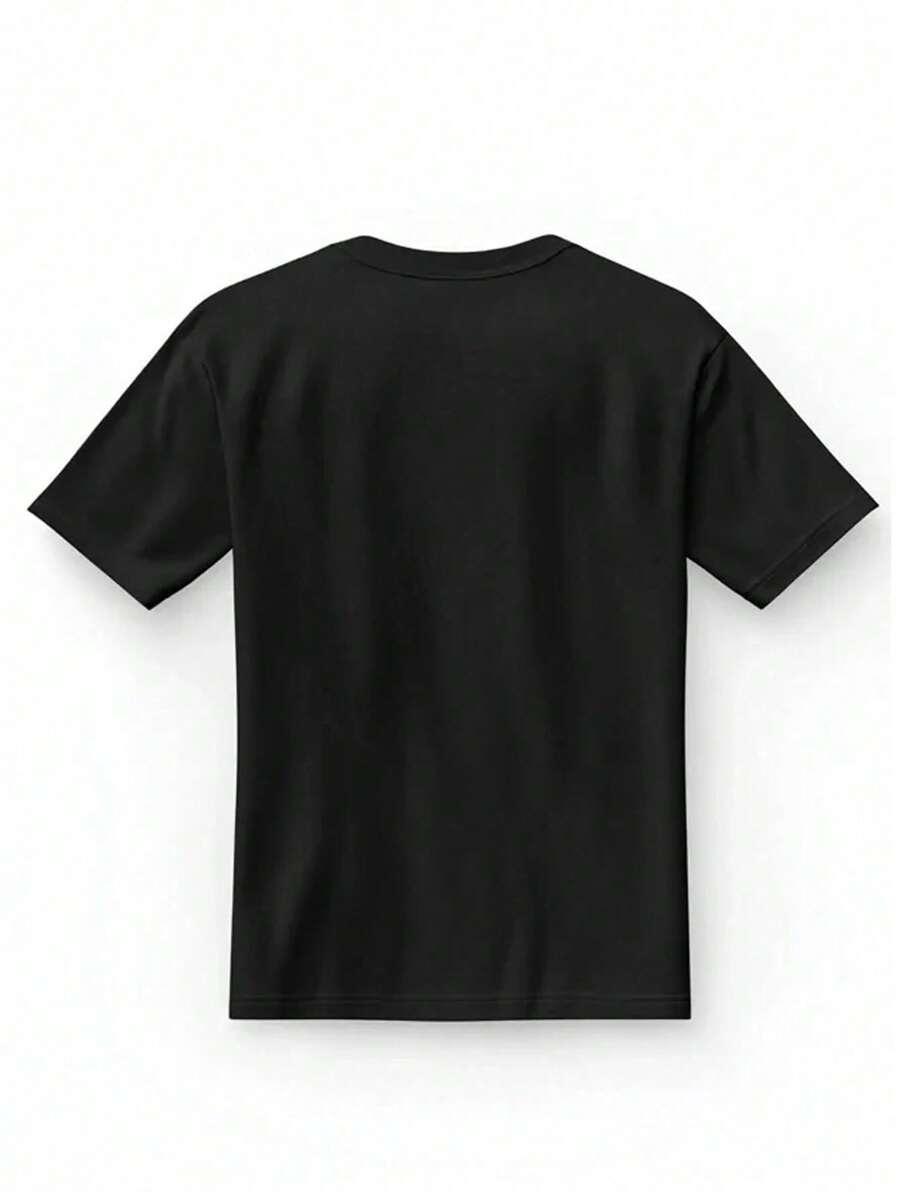 CZARNY T-SHIRT NADRUK 