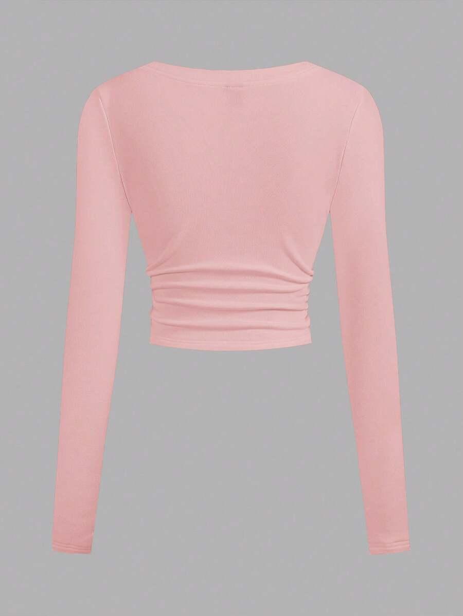 ocieplana bluzka v neck marszczenie