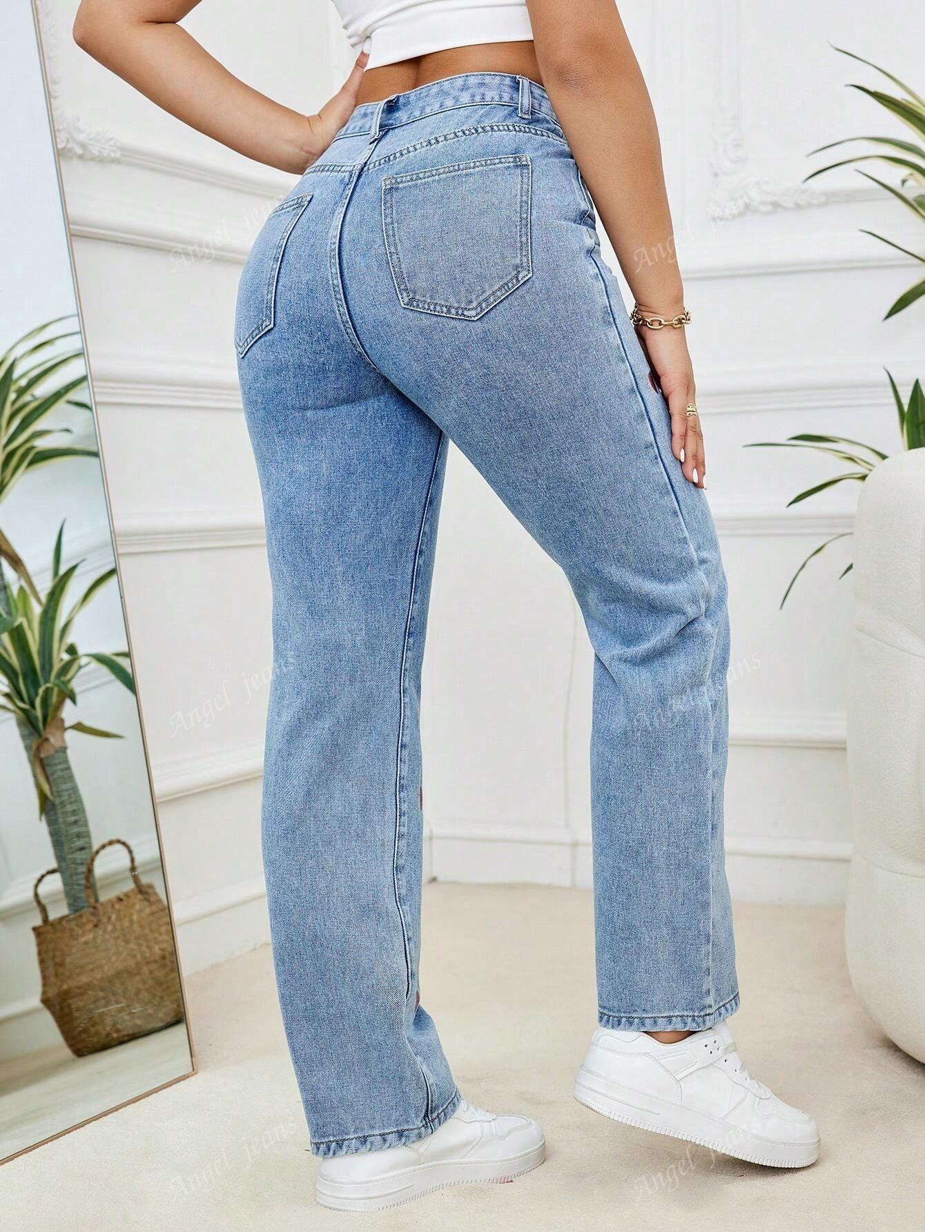 NIEBIESKIE SPODNIE JEANS HAFT SERCA