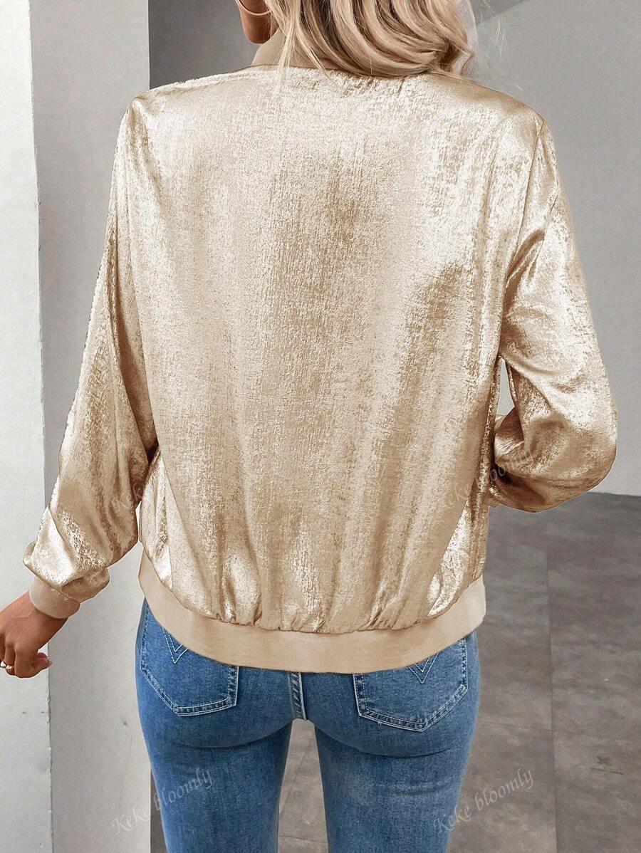 BLUZA ROZPINANA Z BŁYSZCZĄCEGO MATERIAŁU