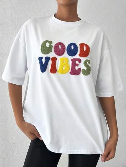 biały t-shirt napis