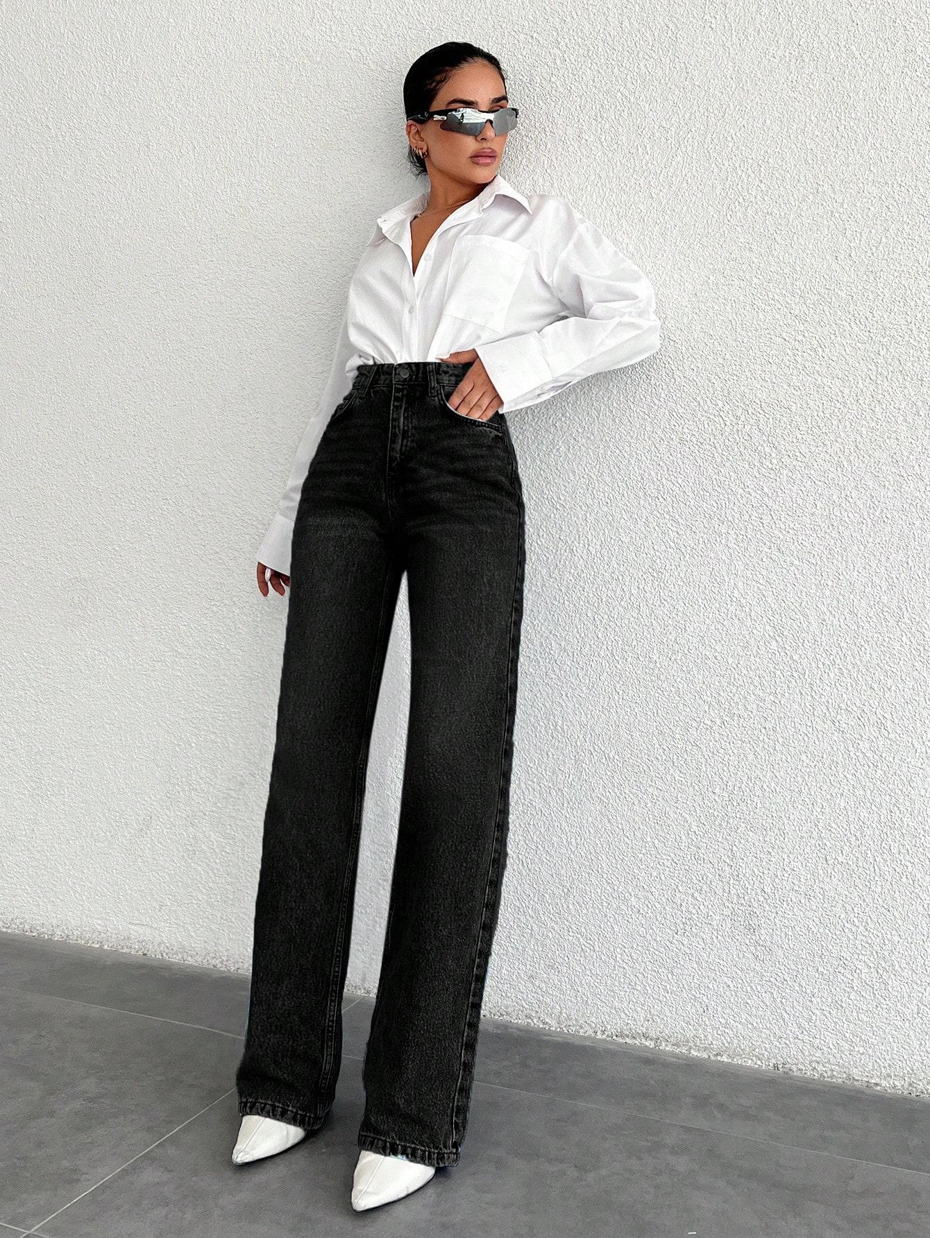 CZARNE SPODNIE JEANS