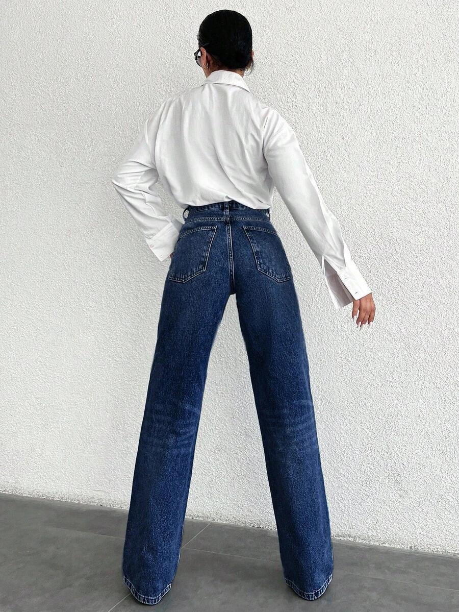 NIEBIESKIE SPODNIE JEANS WYSOKI STAN 