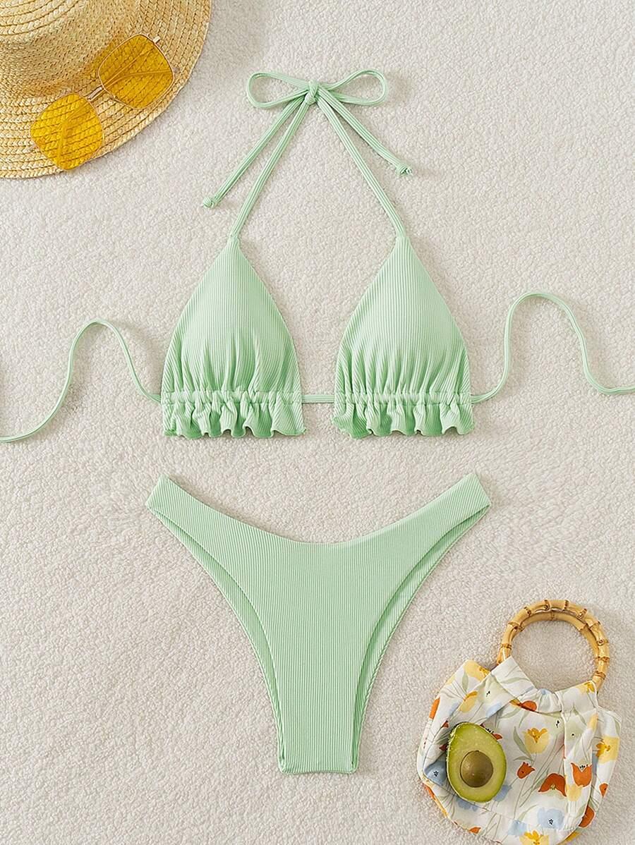 ZIELONY prążkowany DÓŁ OD BIKINI