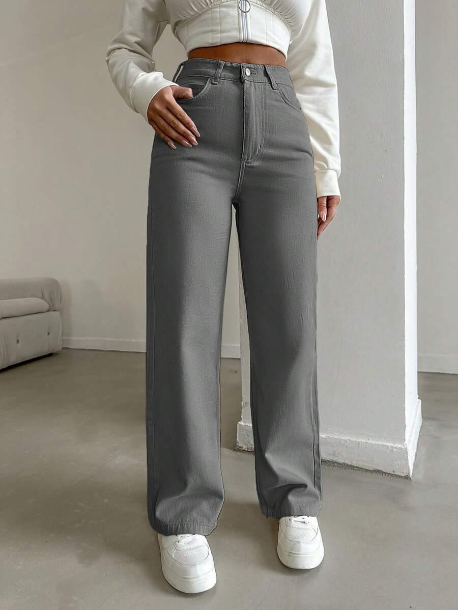 SZARE SPODNIE JEANS