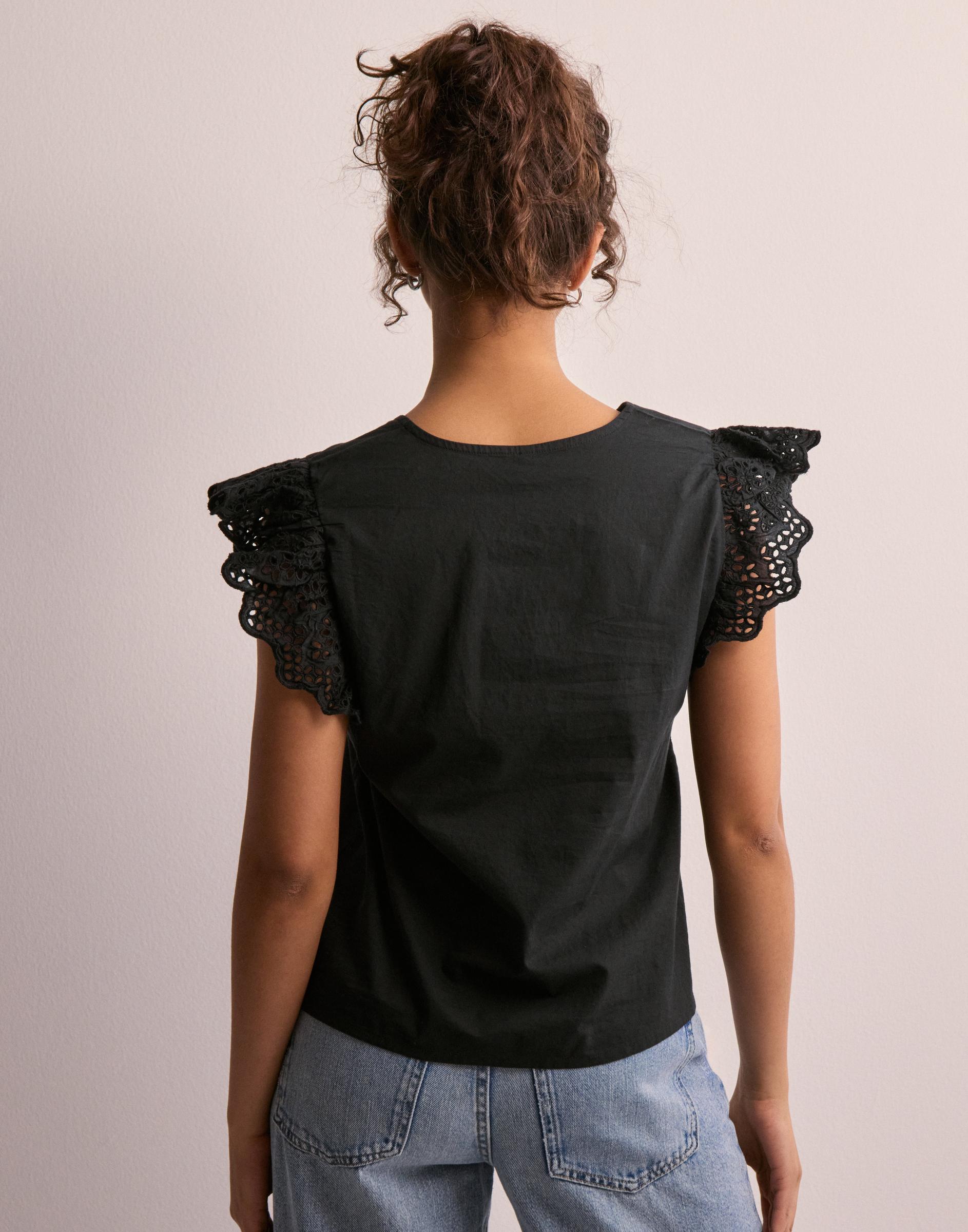czarna bluzka v-neck haft