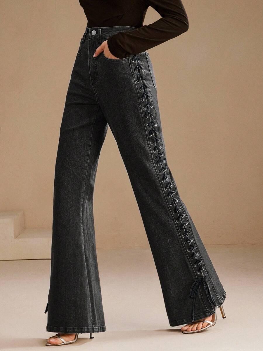 CZARNE SPODNIE JEANS