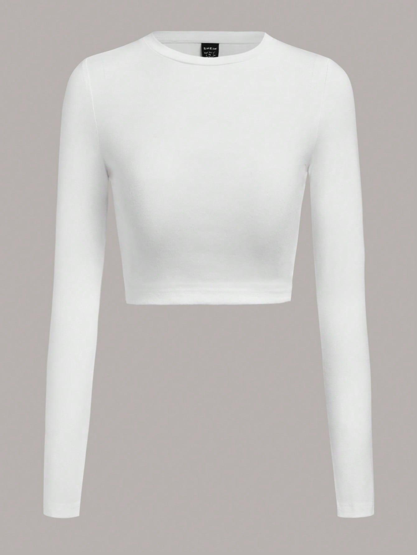 BIAŁY CROP TOP DŁUGI RĘKAW