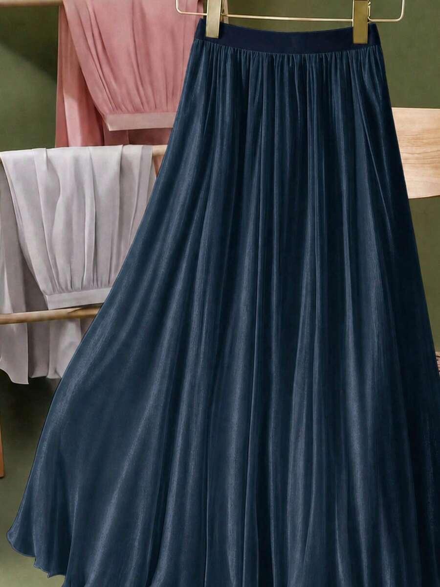 niebieska maxi spódnica