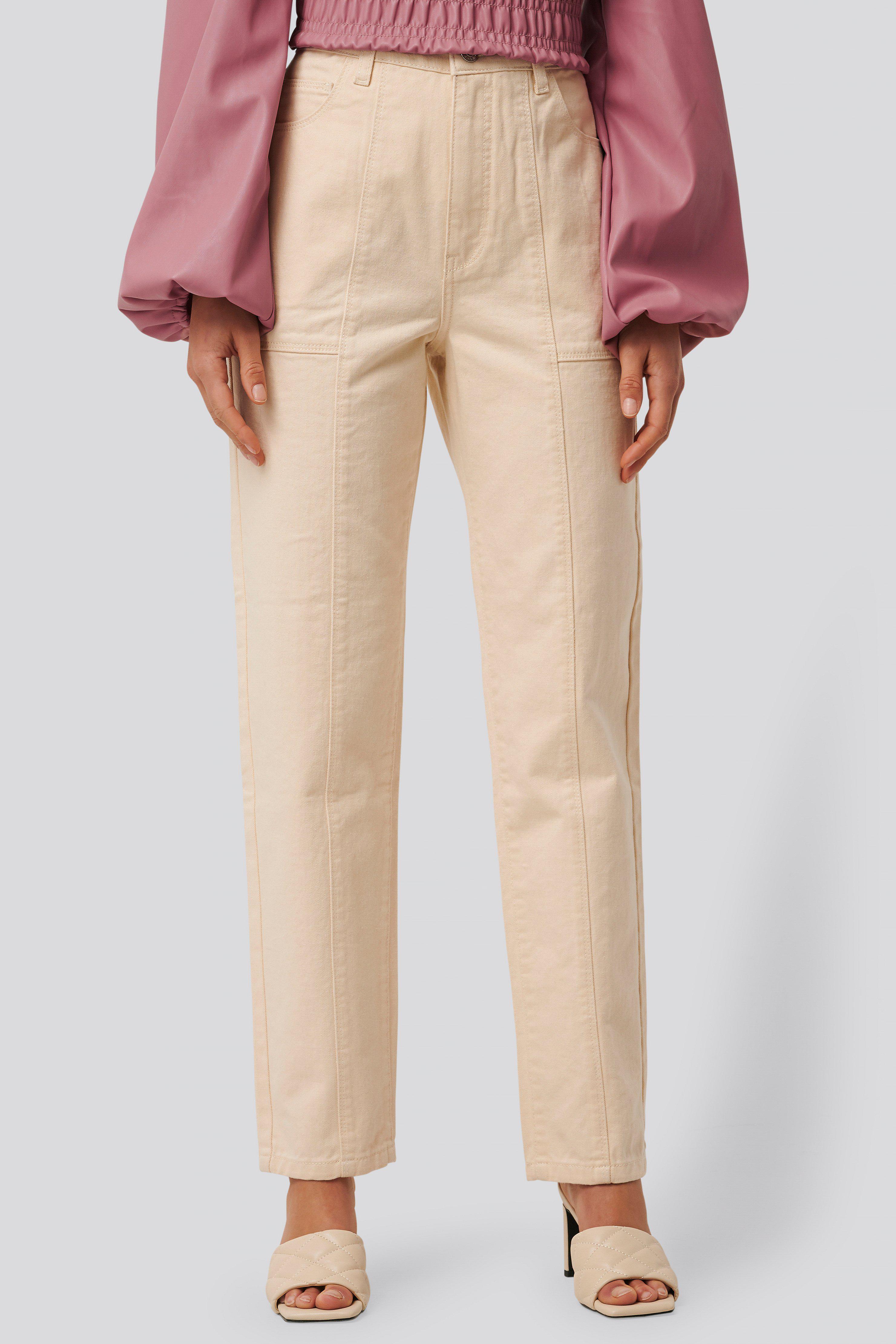 BEŻOWE PROSTE SPODNIE JEANS
