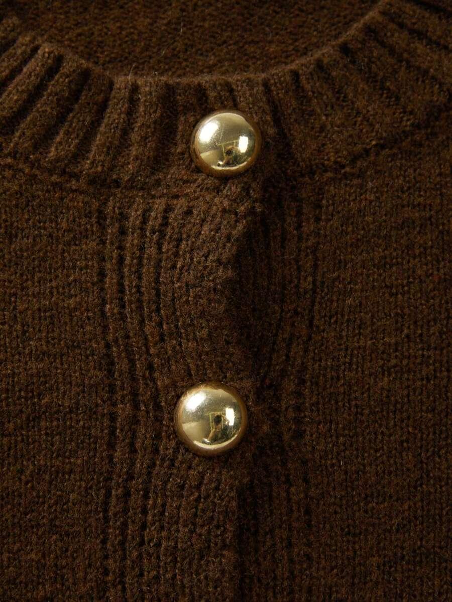 BRĄZOWY SWETER GUZIKI