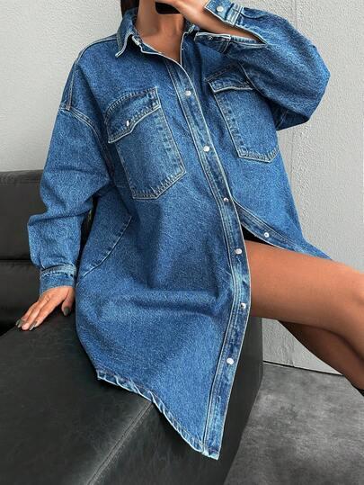 niebieska sukienka jeans