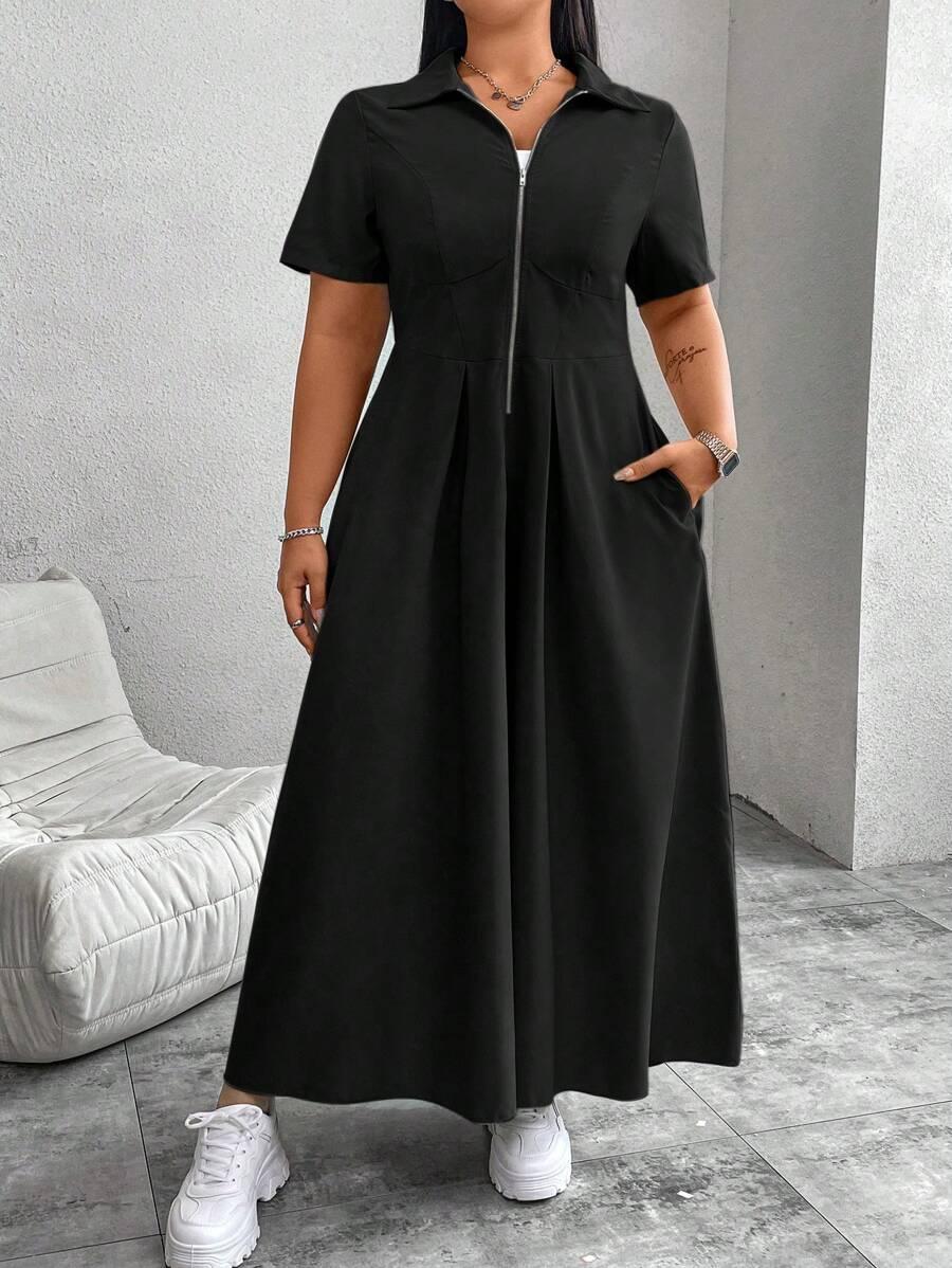 CZARNA SUKIENKA MAXI ZAMEK