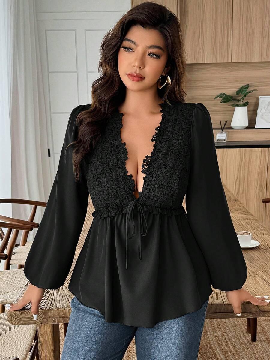 CZARNA BLUZKA V-NECK