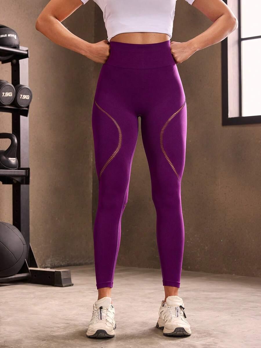 fioletowe legginsy wysoki stan 