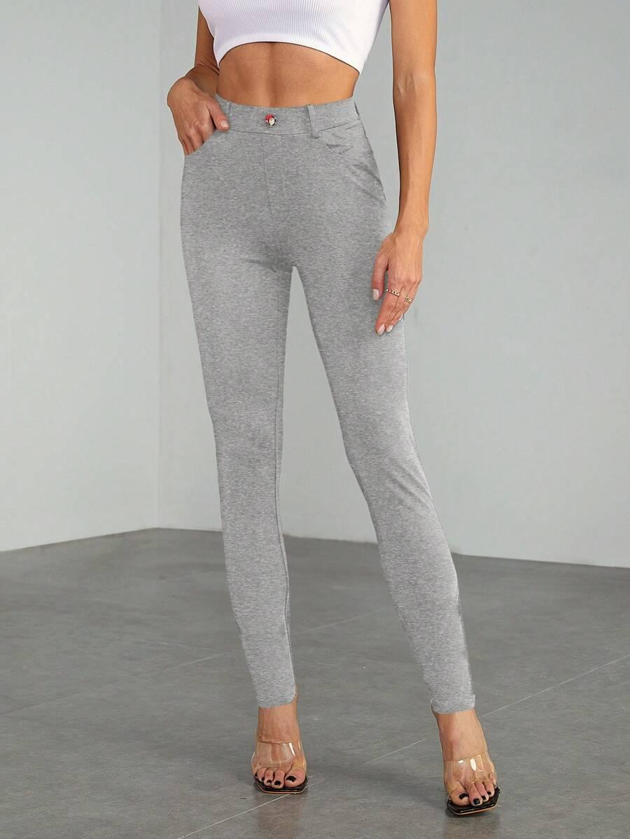 SZARE LEGGINSY KIESZENIE 