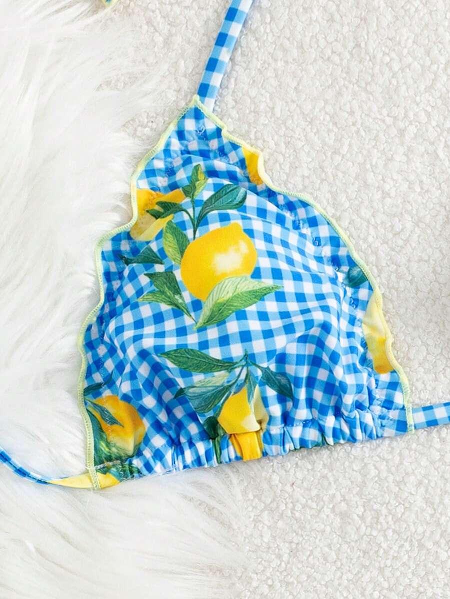 komplet bikini wzór cytrynki