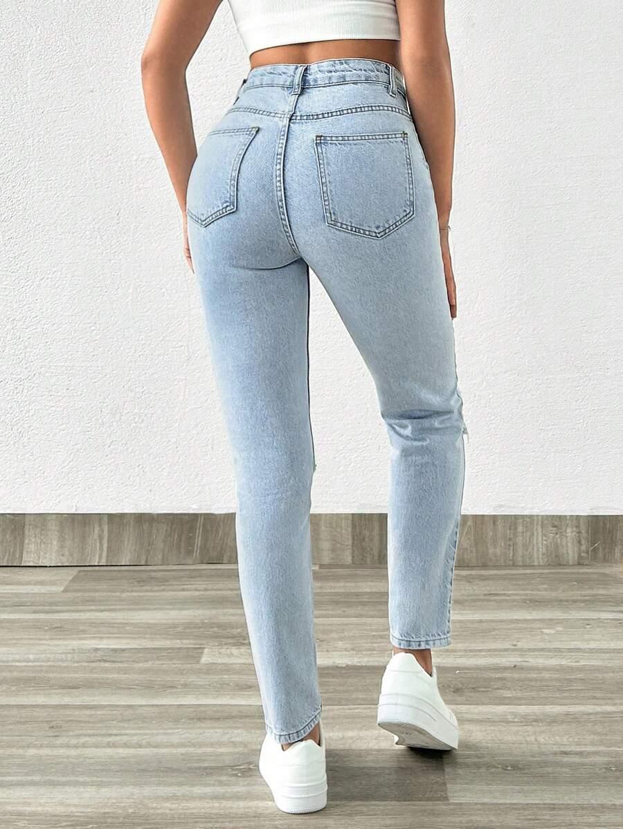 NIEBIESKIE SPODNIE MOM JEANS