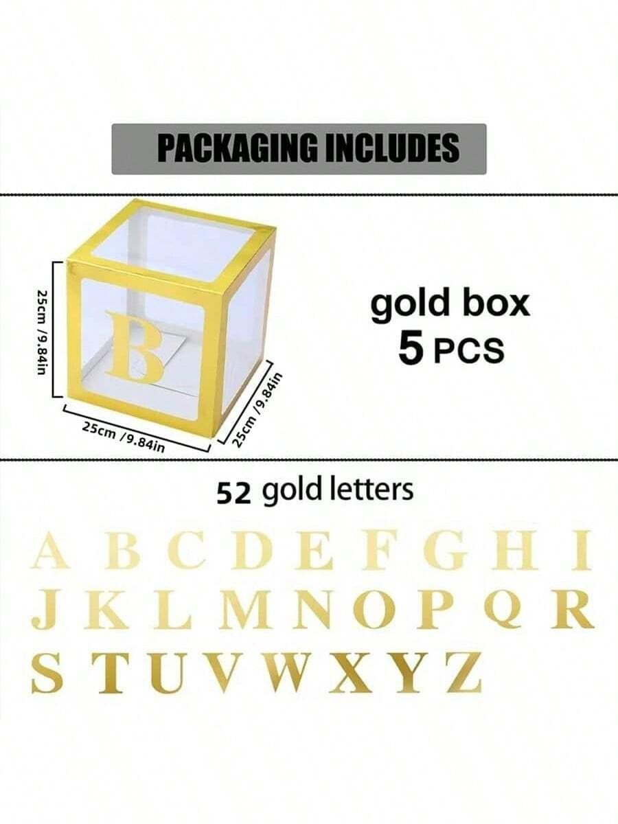 złote pudełka litery dekoracja 5-pack