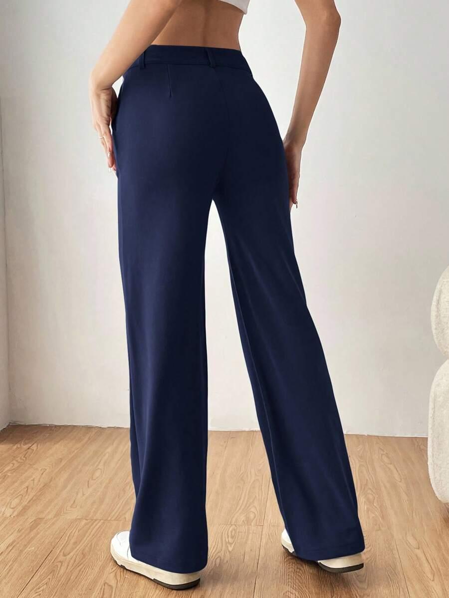 GRANATOWE PROSTE SPODNIE CASUAL 
