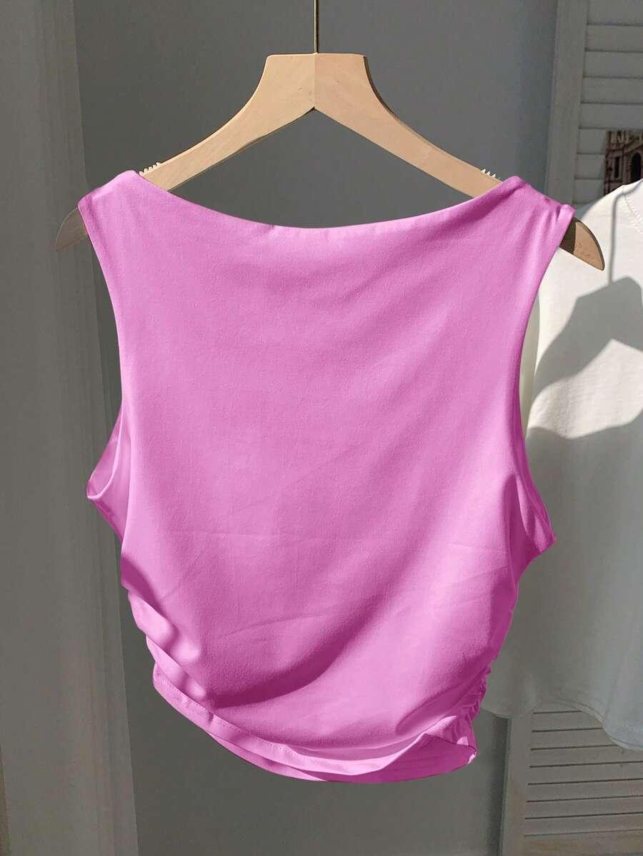różowy top casual