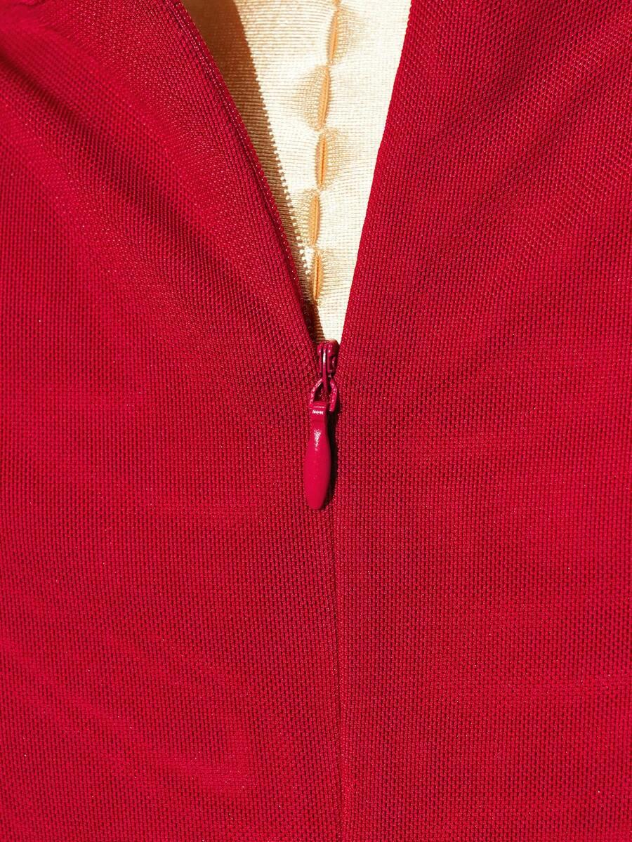 czerwona maxi sukienka v-neck