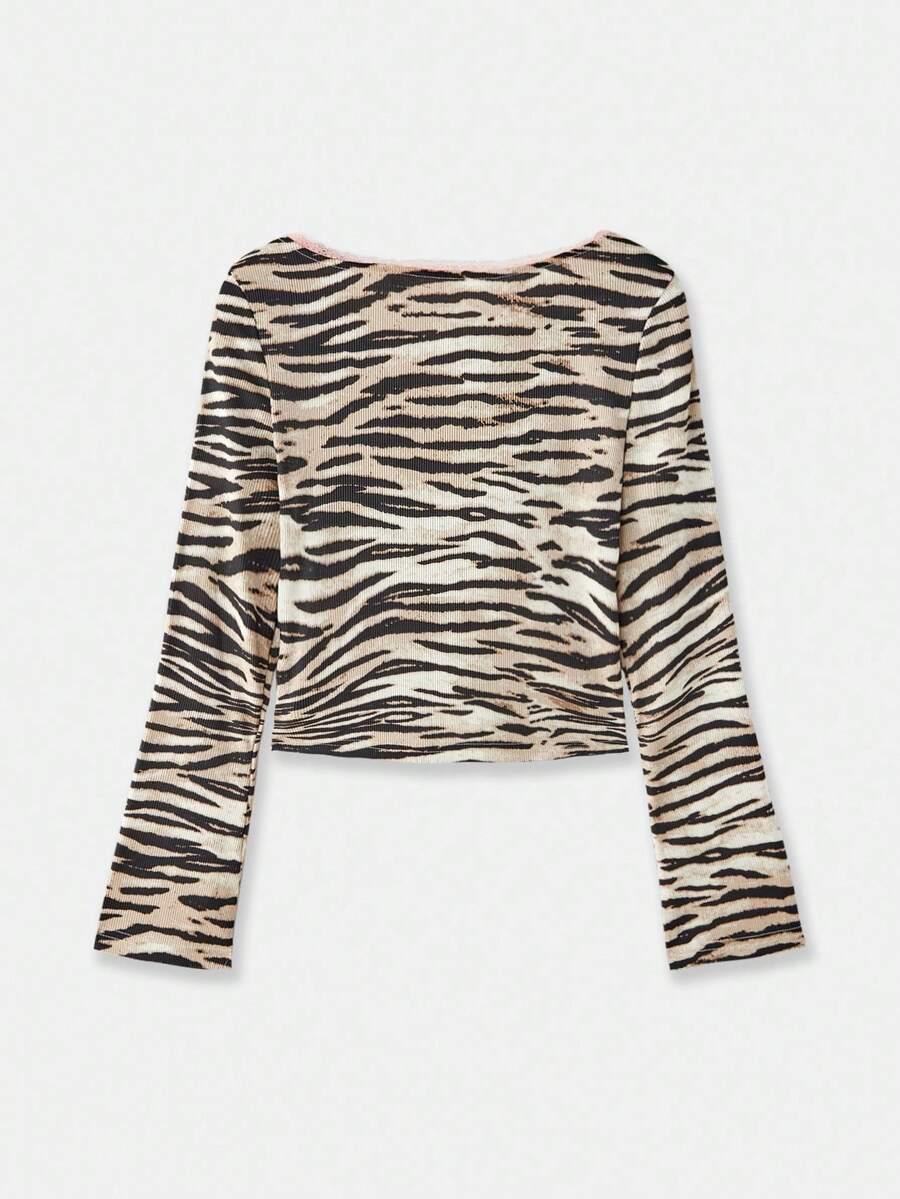 bluzka koronka animal print