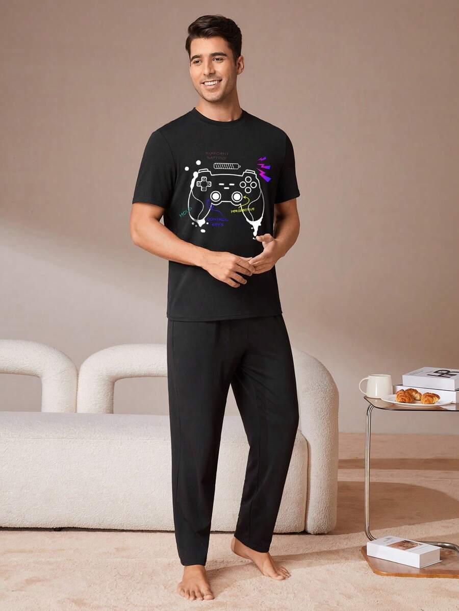 CZARNY KOMPLET T-SHIRT SPODNIE 