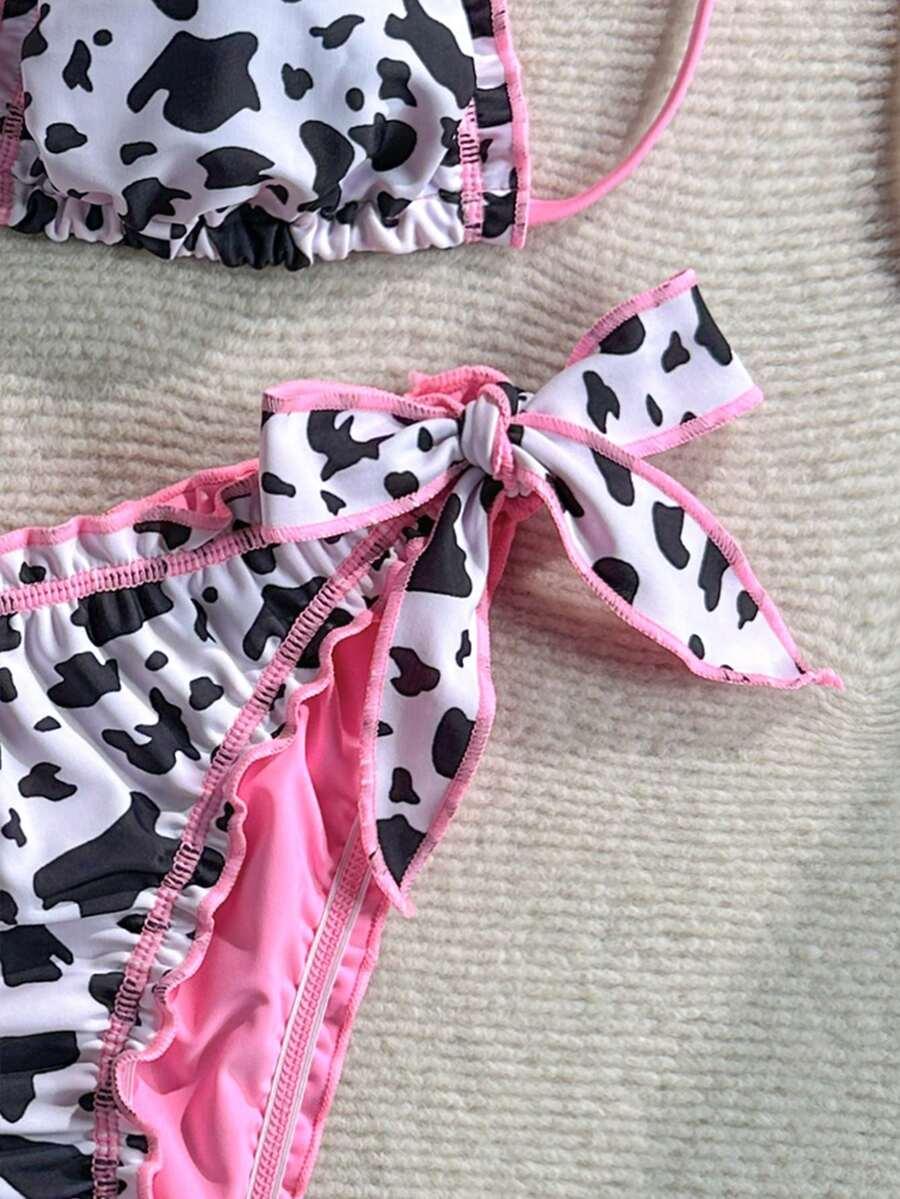 dwuczęściowy strój kąpielowy animal print