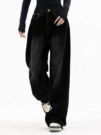 CZARNE SPODNIE JEANS