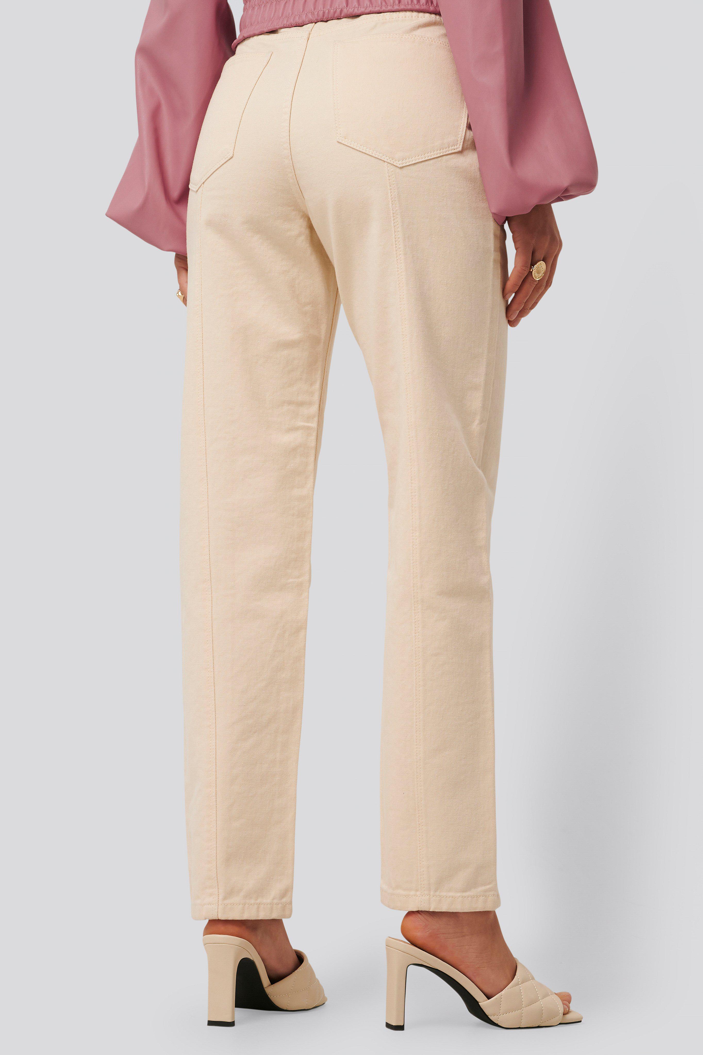 BEŻOWE PROSTE SPODNIE JEANS