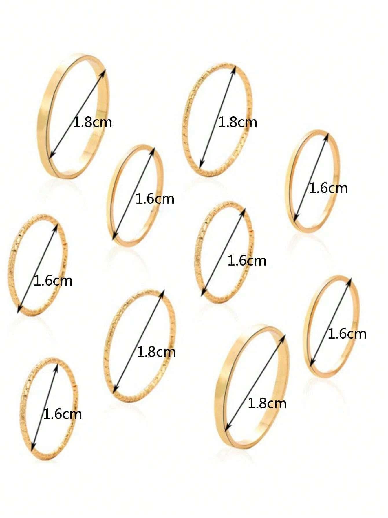 ZESTAW ZŁOTYCH PIERŚCIONKÓW 10-PACK