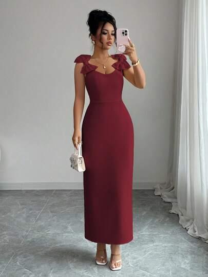 czerwona maxi sukienka 