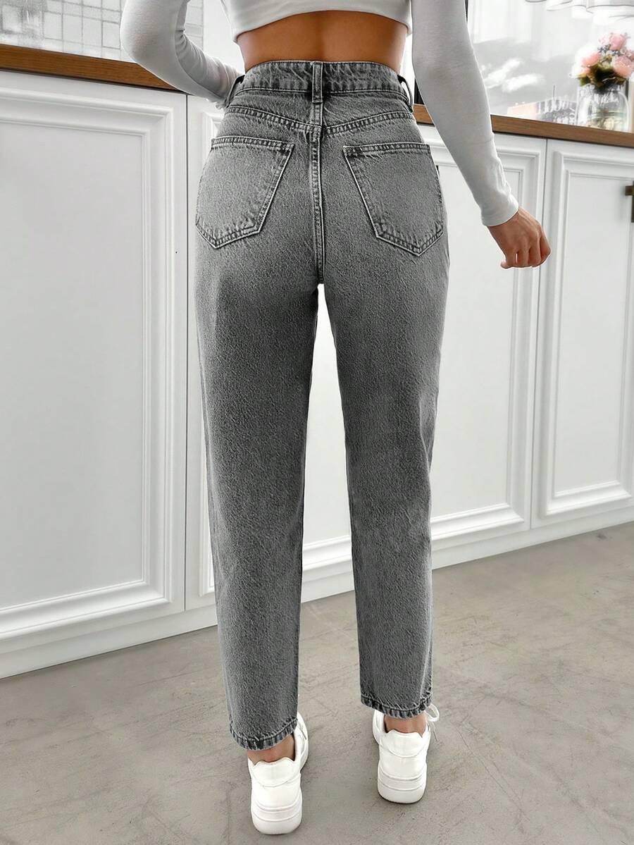 SZARE SPODNIE MOM JEANS