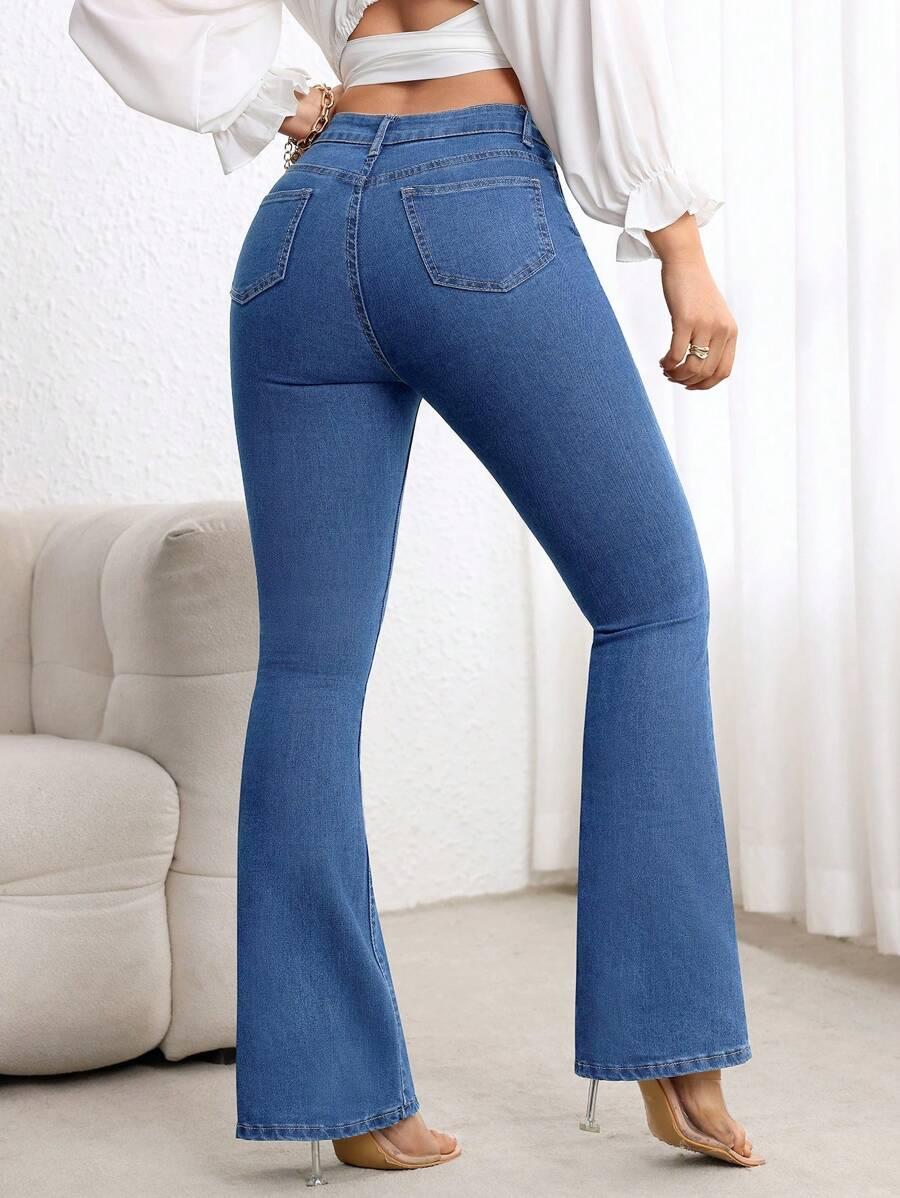 spodnie dzwony jeans wysoki stan
