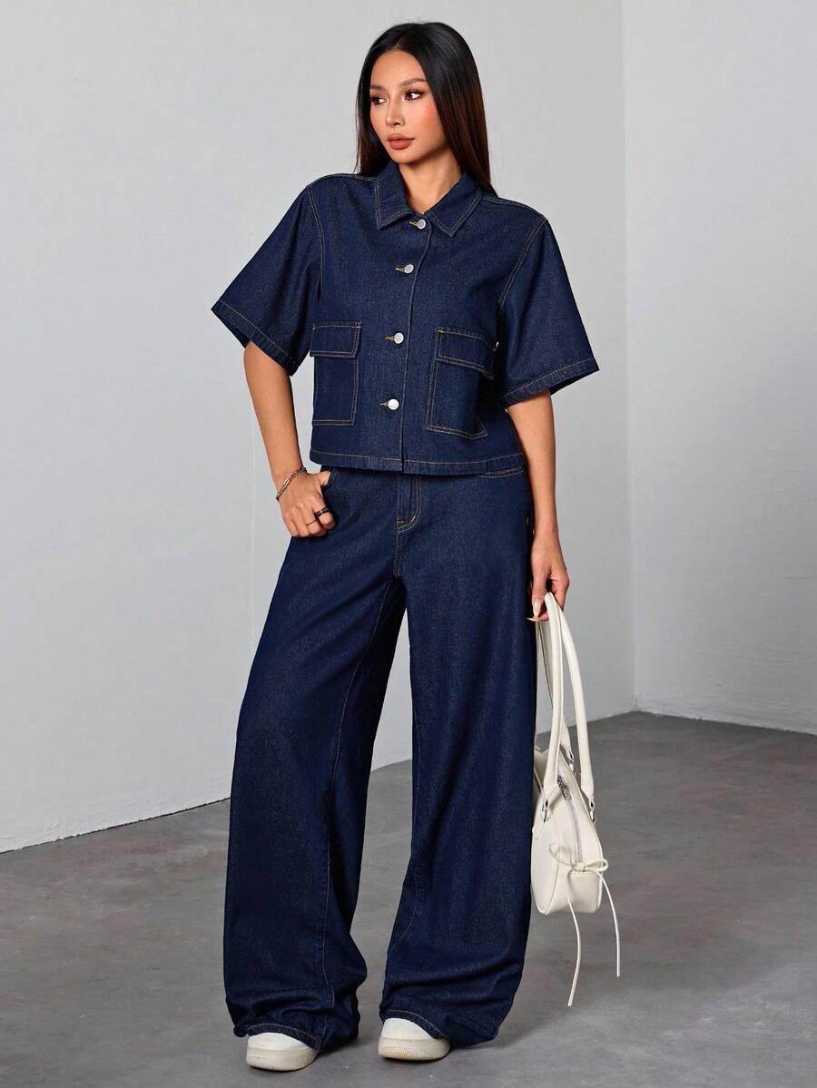 GRANATOWA KURTKA JEANS